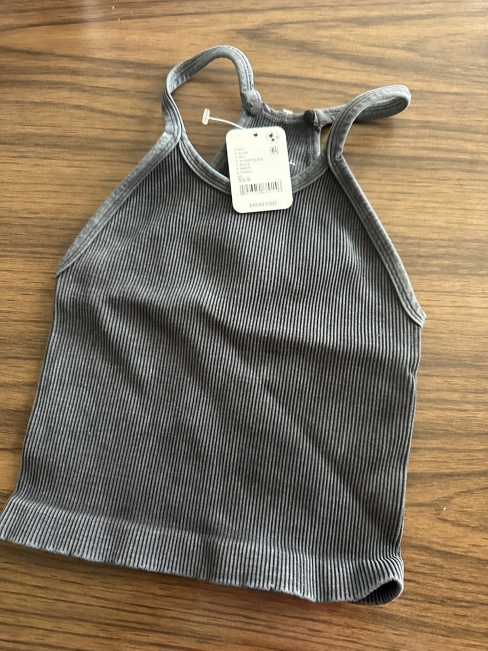 Free People Ribbed Halter Crop Top - Gray